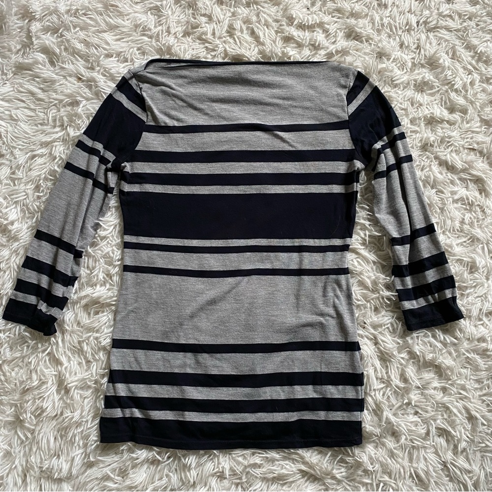 JAMES PERSE Striped 3/4 Sleeve Boatneck Tee size 1